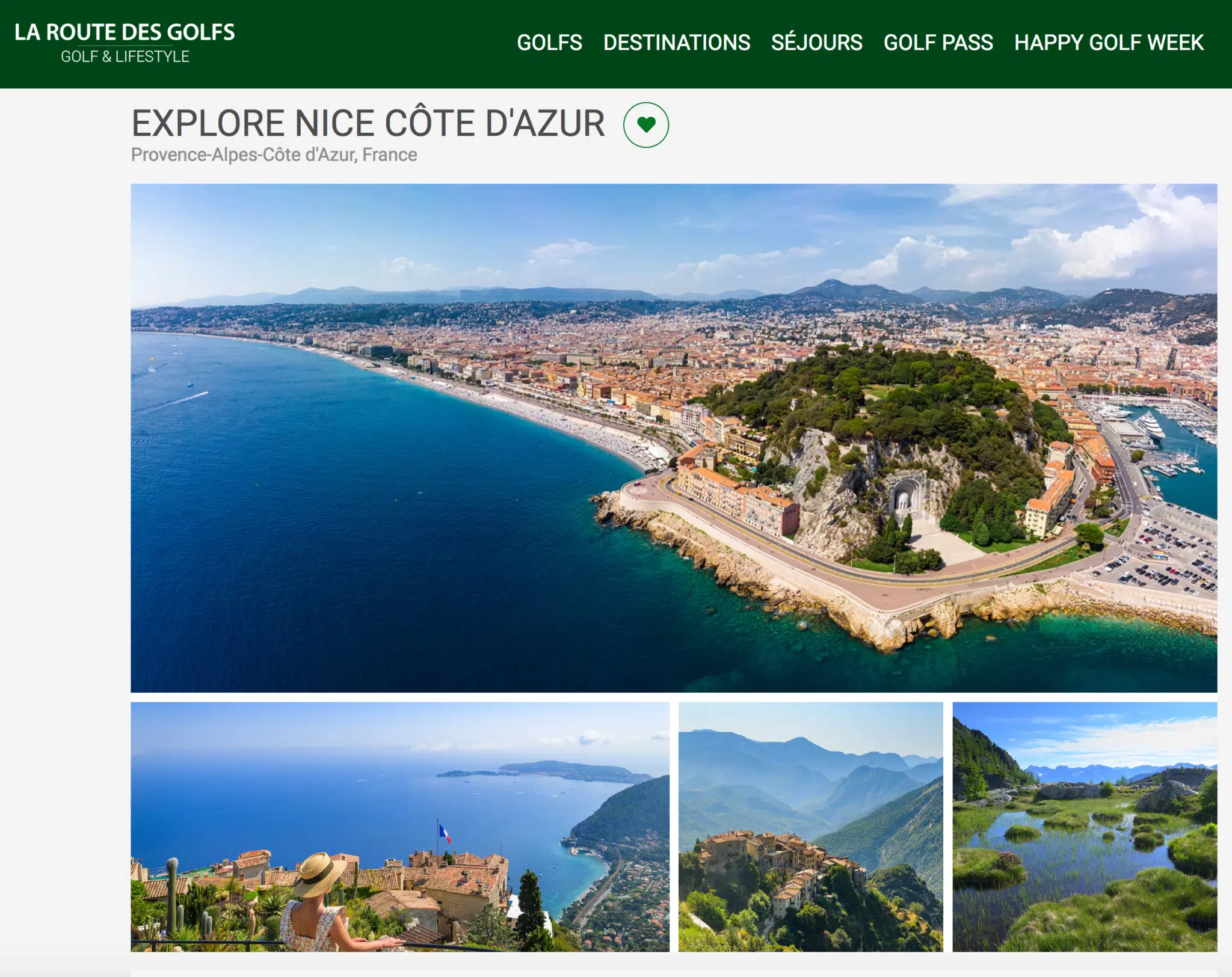 Screenshot of La Route des Golfs golf experience marketplace