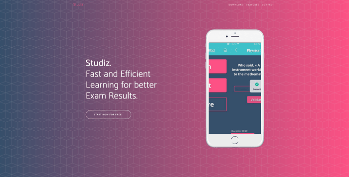Screenshot of Studiz gamified quiz app for students